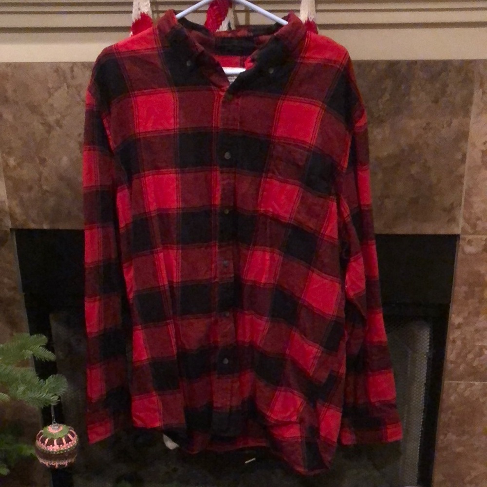 Red and Black Plaid Button-Up Shirt